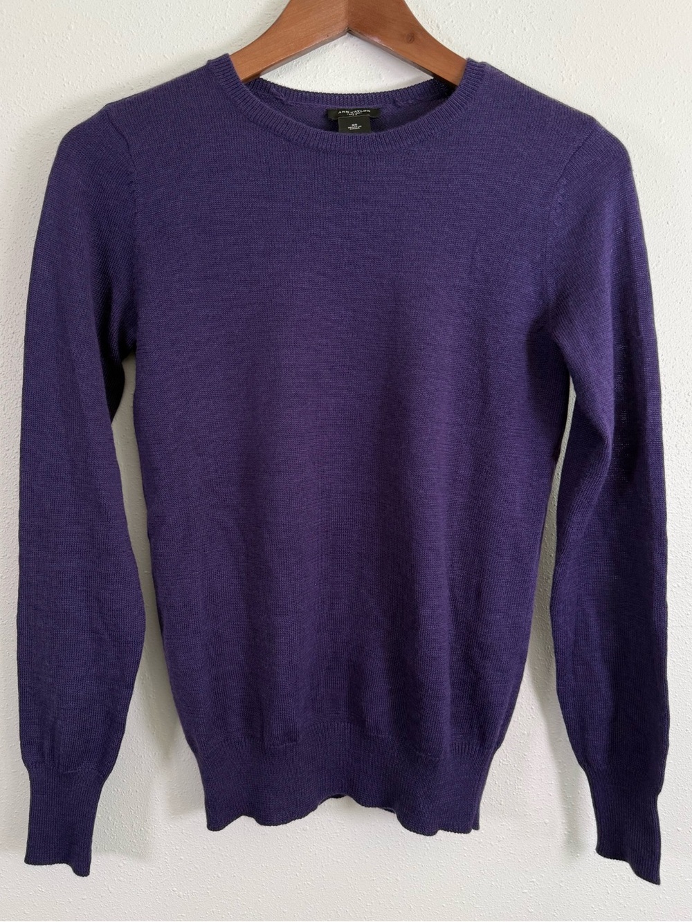 Ann Taylor Purple Merino Wool Blend Crewneck Sweater XS